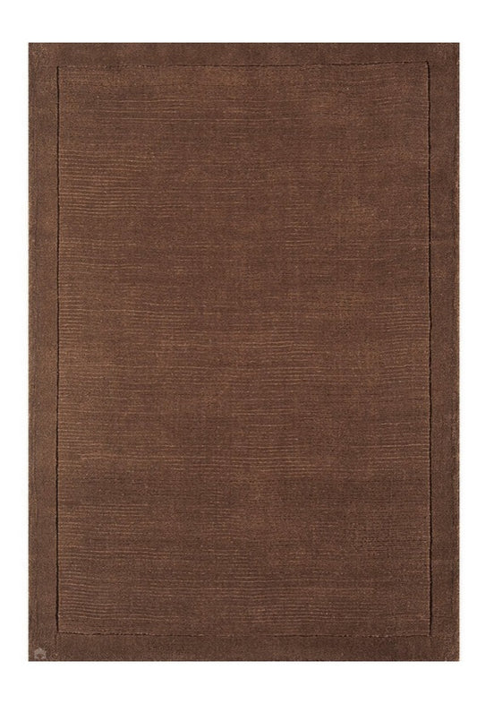 Tapis de Salon Moderne uni Pure Laine CANDY Marron - Novatrend 