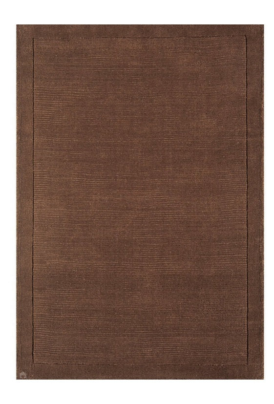 Tapis de Salon Moderne uni Pure Laine CANDY Marron - Novatrend 