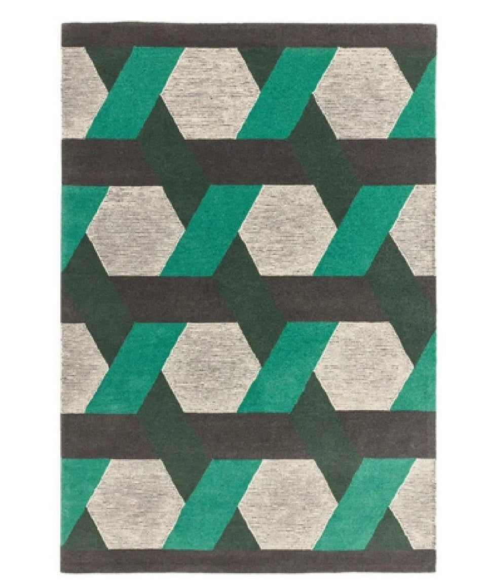Tapis de salon en laine tissé plat CAMPTON