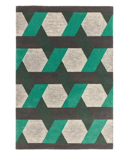 Tapis de salon en laine tissé plat CAMPTON