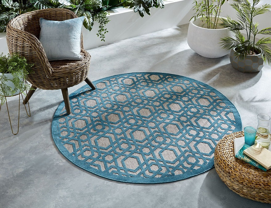 Tapis rond tissé plat BLUE SKY - Novatrend 