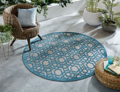 Tapis rond tissé plat BLUE SKY - Novatrend 