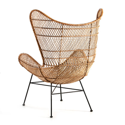 Fauteuil design osier et métal NATURA