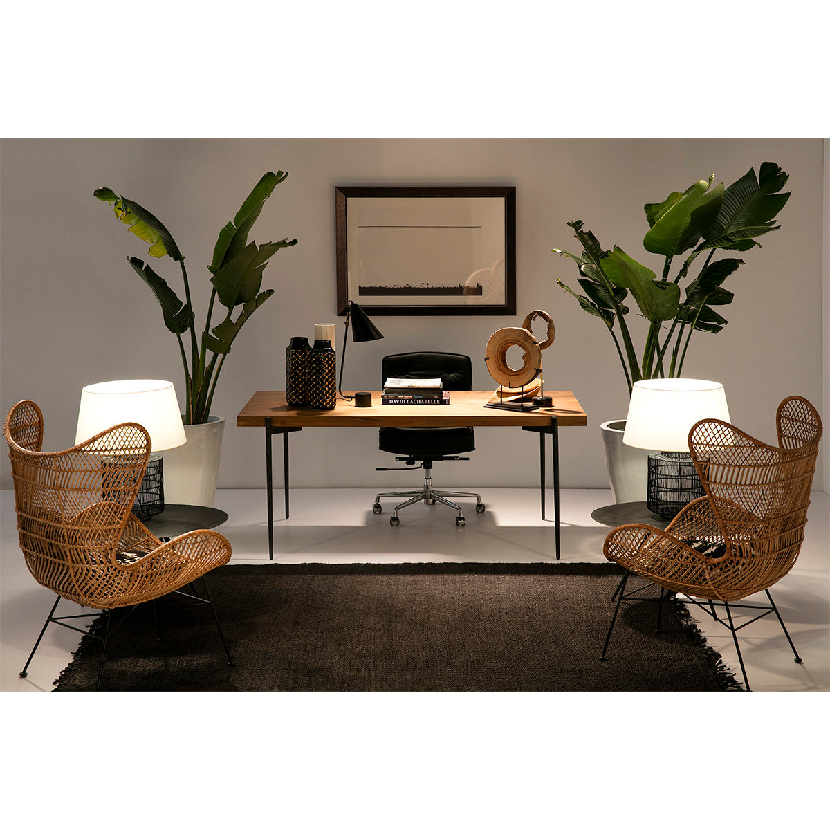 Fauteuil design osier et métal NATURA