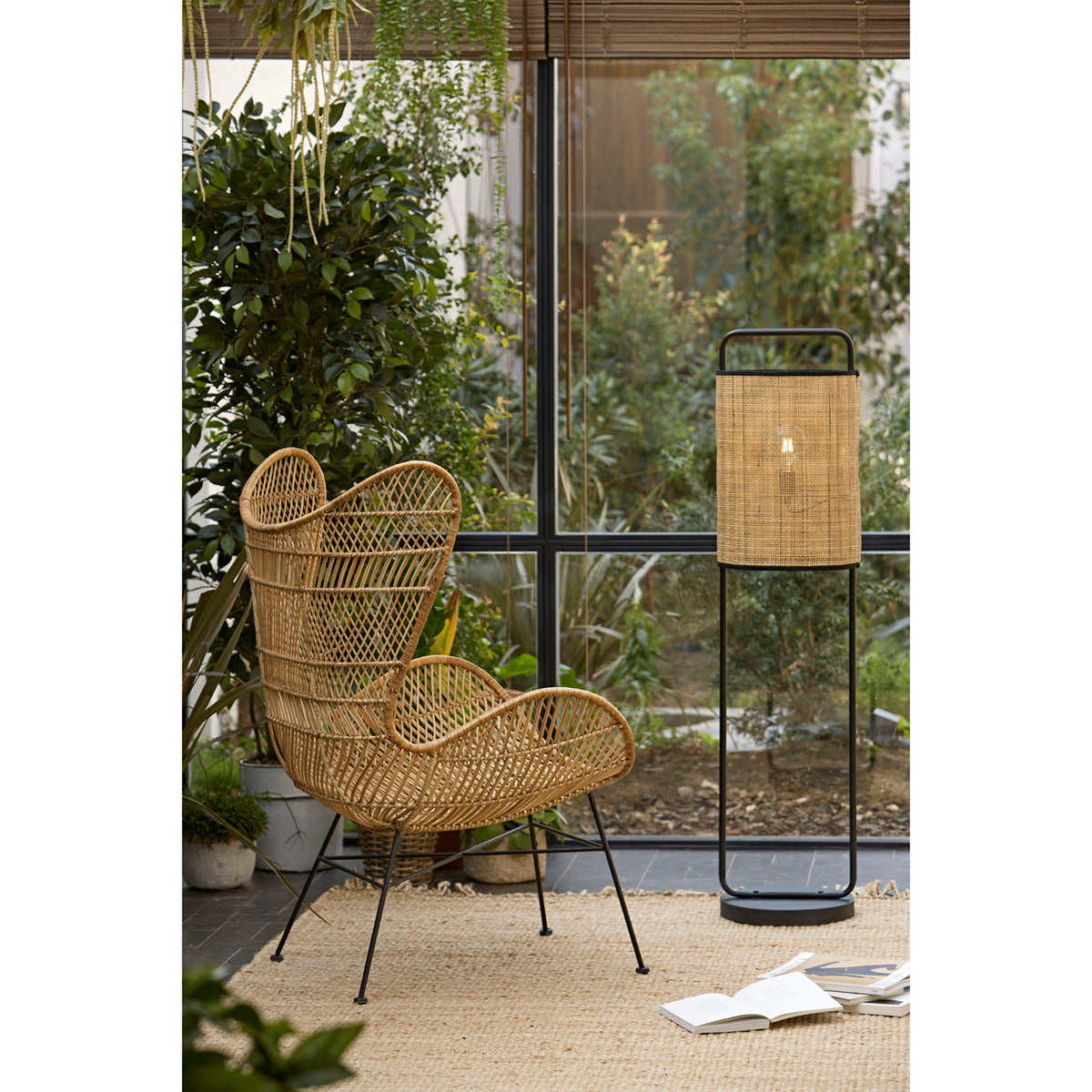 Fauteuil design osier et métal NATURA