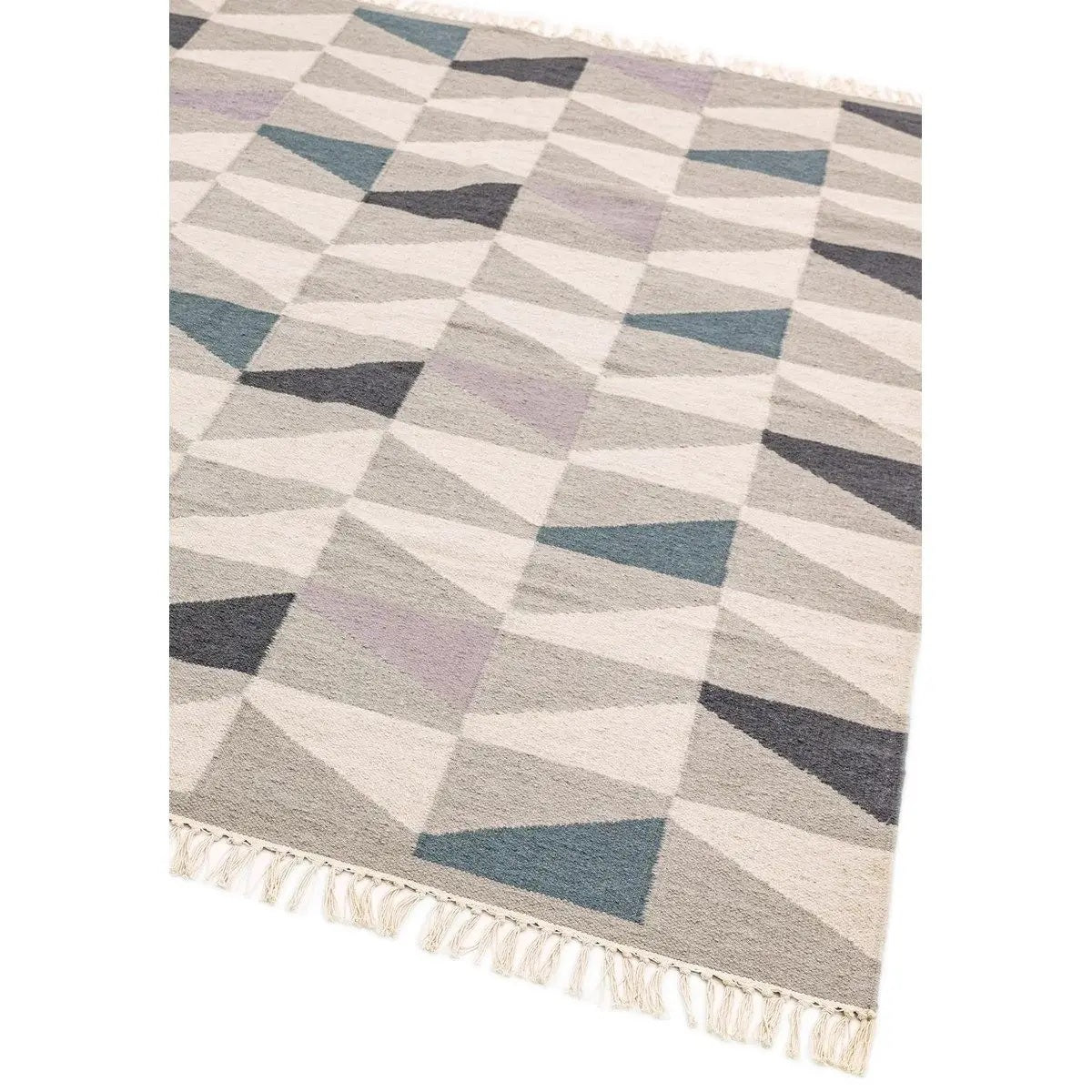 Tapis pure laine à franges JITNEY GEO - Novatrend 