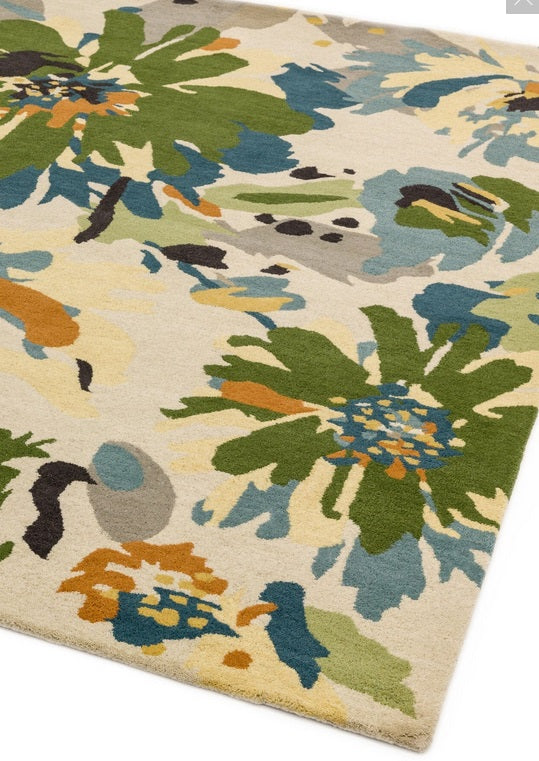 FLORY wool floral living room rug