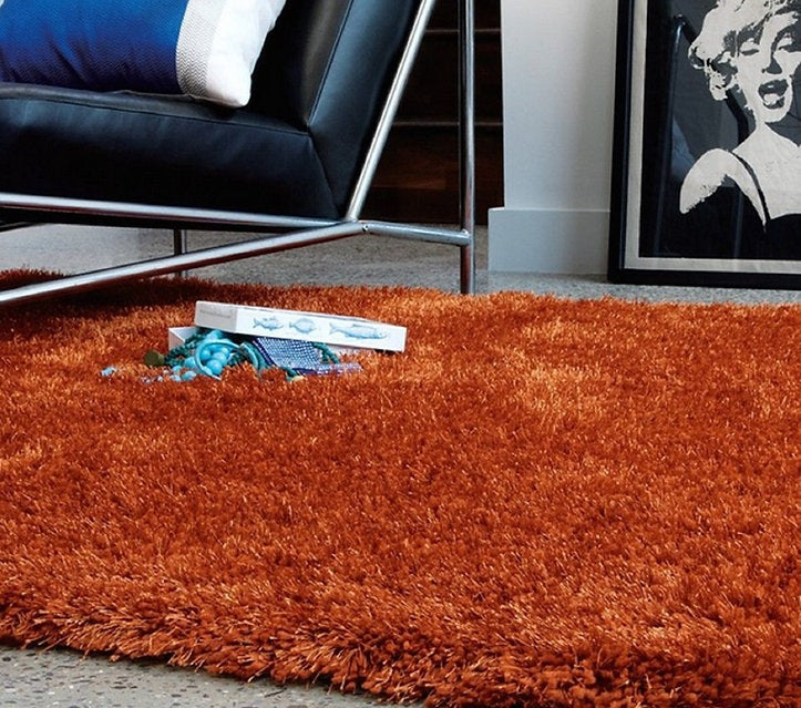 Tapis de salon Moderne poils longs DONNA Orange - Novatrend 