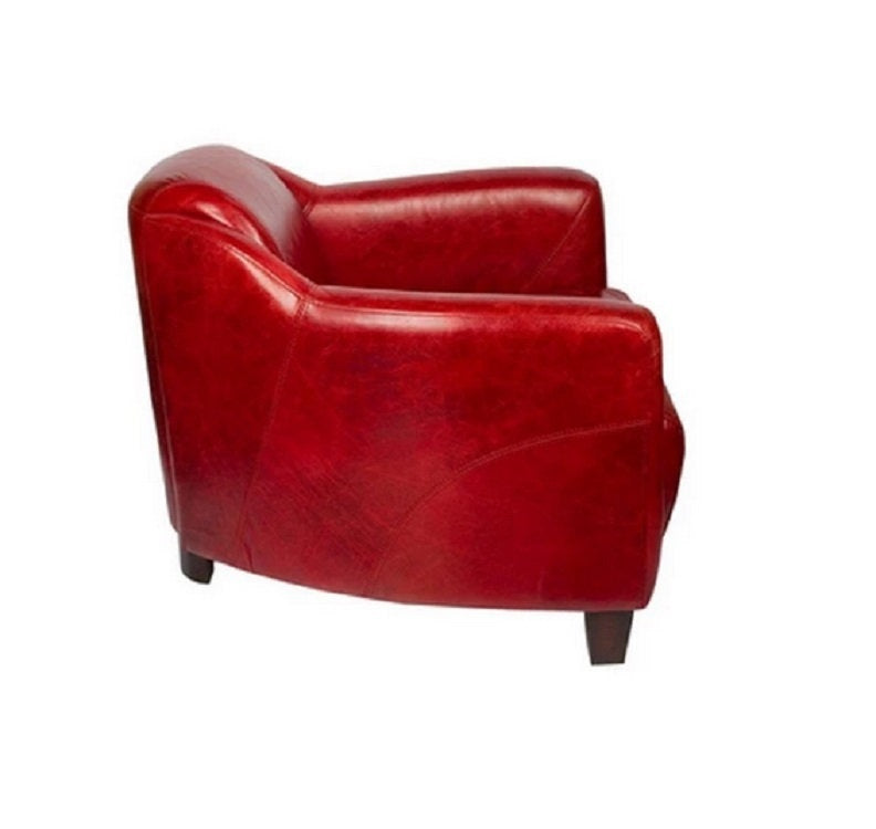 Fauteuil cuir rouge véritable Blossom - Novatrend 