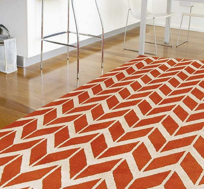 Tapis Salon Moderne Design GEOX Chevron Orange - Novatrend 