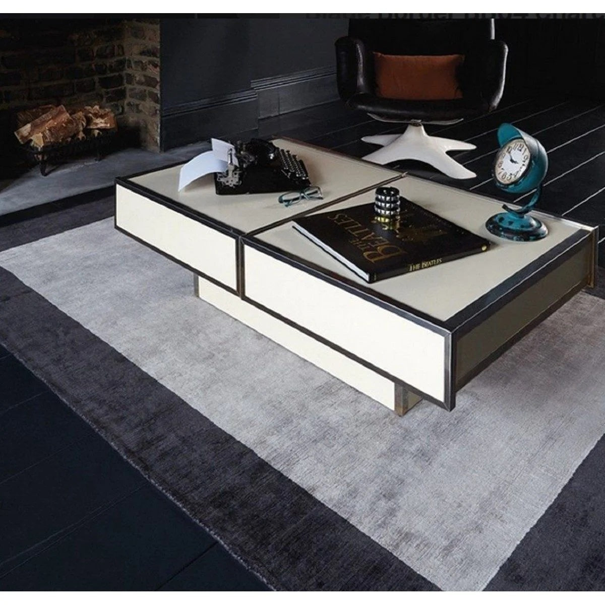 Tapis fait main uni à bordures LAME - Novatrend 