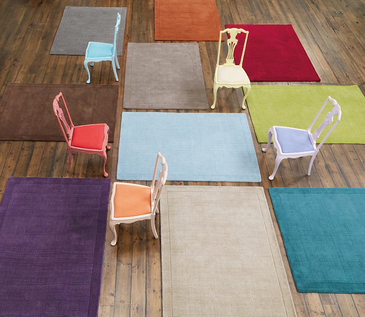 Tapis de Salon Moderne uni Pure Laine CANDY Bleu - Novatrend 