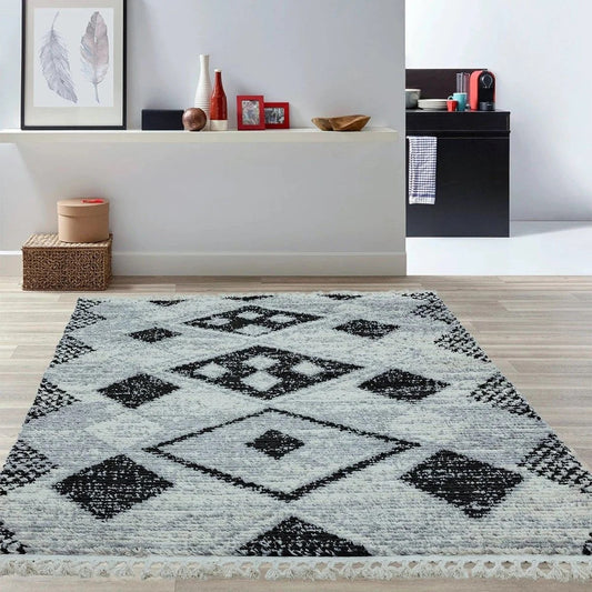 Tapis de salon à franges style berbère LAYLA