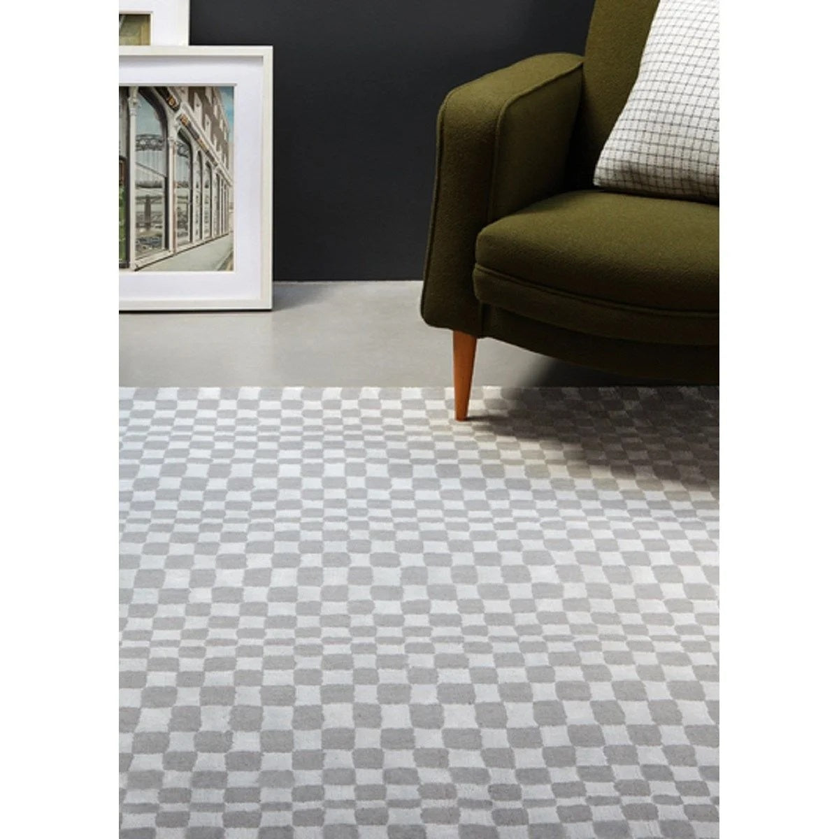 Tapis de salon moderne tissé main laine et viscose KASO