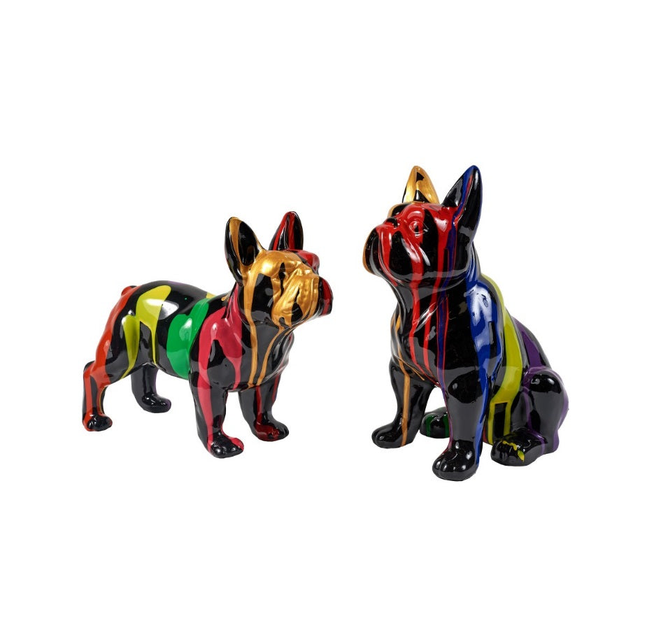 Sculpture statue moderne BLACK BULLDOG - Set de 2 - Novatrend 