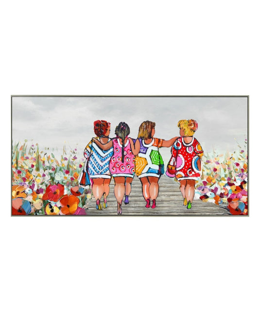 Impression sur toile avec cadre argent COPINES - Novatrend 