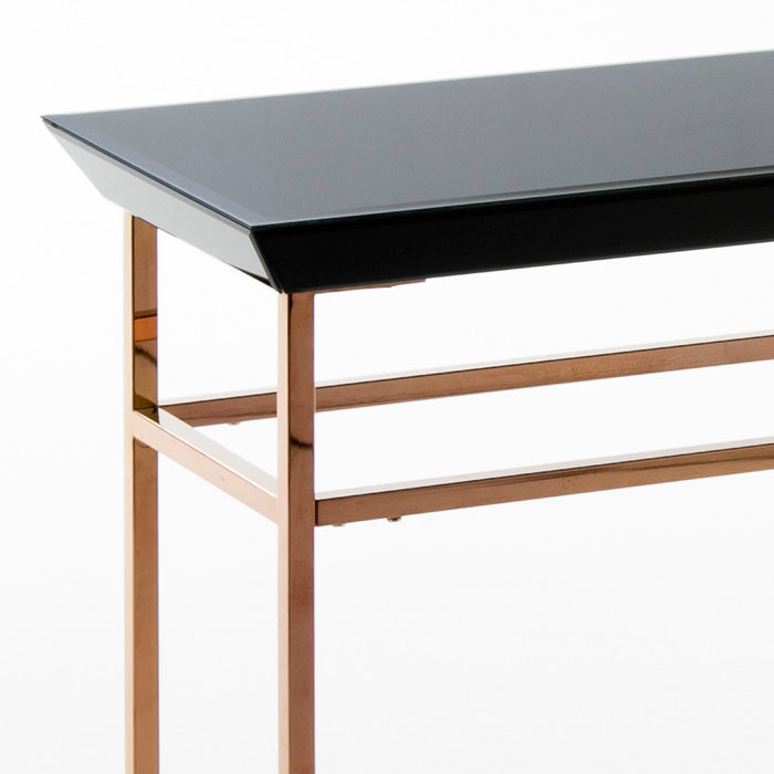 Console verre noir et or rose GAMINO