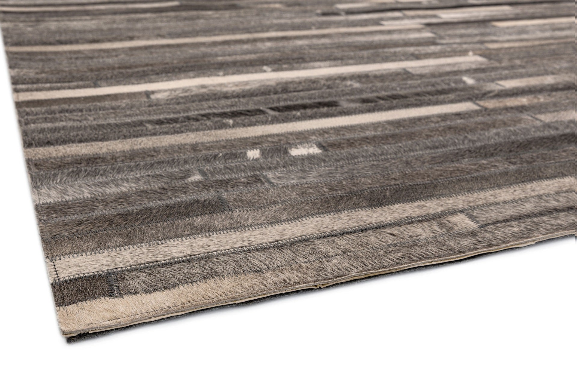 Tapis Salon Luxe Cuir de Vache PAMPA Stripes - Novatrend 