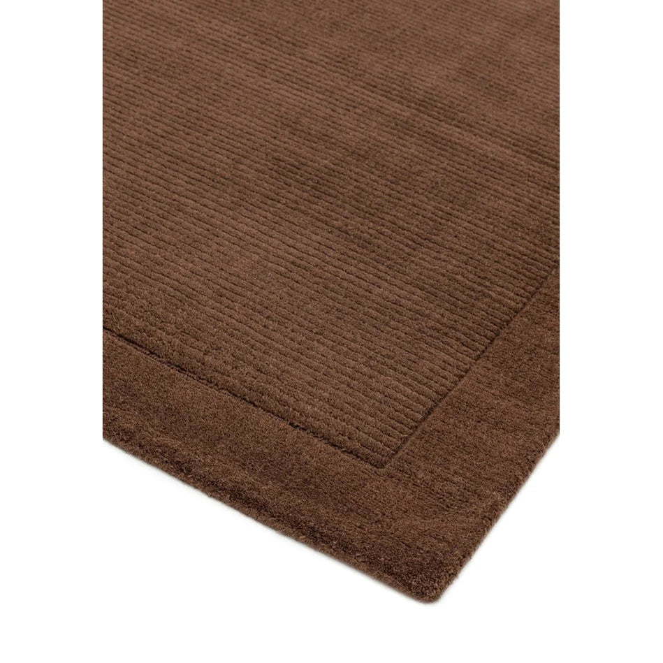 Tapis de Salon Moderne uni Pure Laine CANDY Marron - Novatrend 
