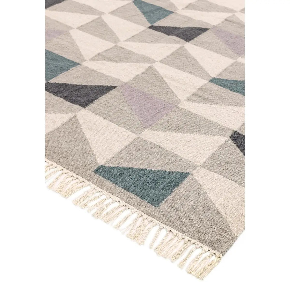 Tapis pure laine à franges JITNEY GEO - Novatrend 