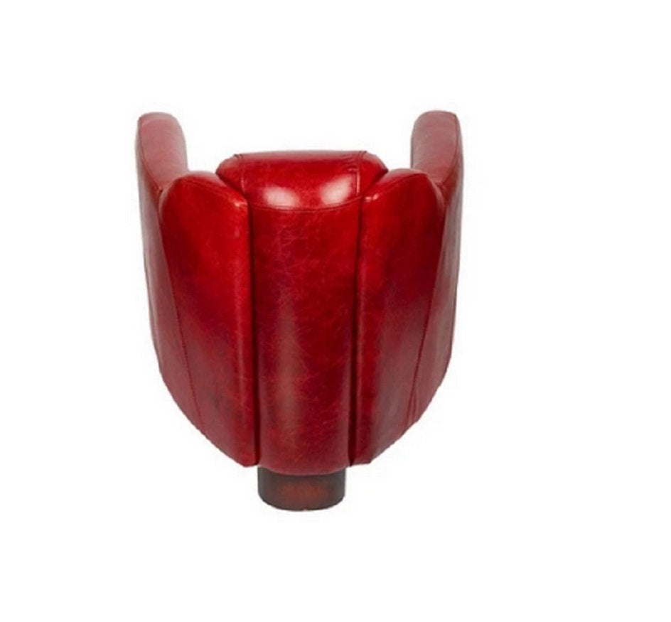 Fauteuil cuir rouge véritable Blossom - Novatrend 