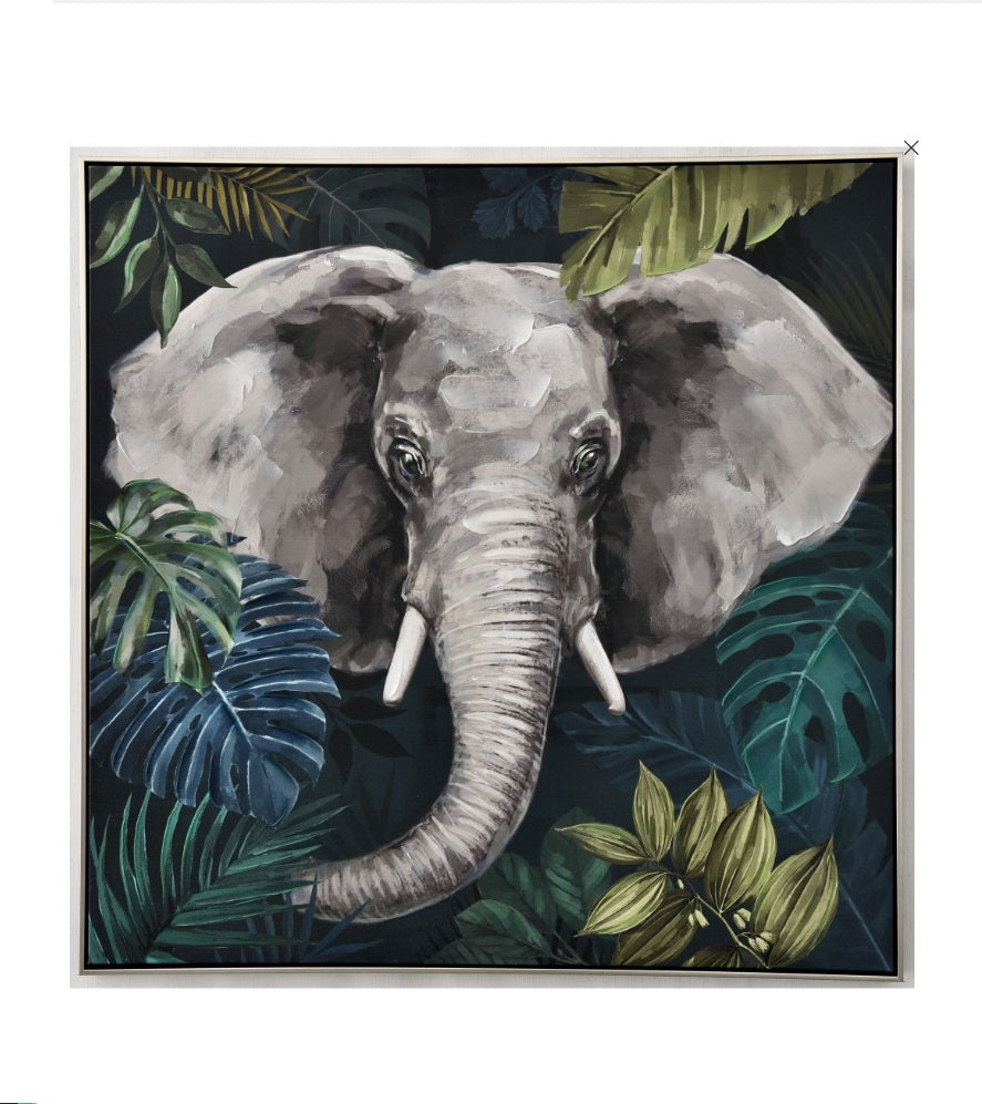 Impression sur toile avec cadre argent ELEPHANT - Novatrend 