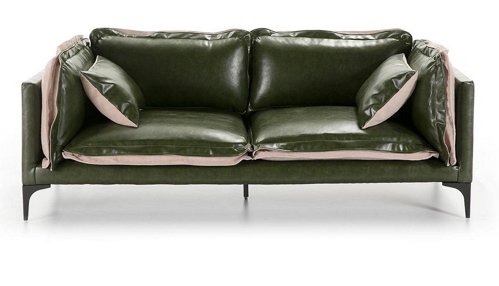 Canapé Réversible lin et cuir synthétique VERDE - Novatrend 