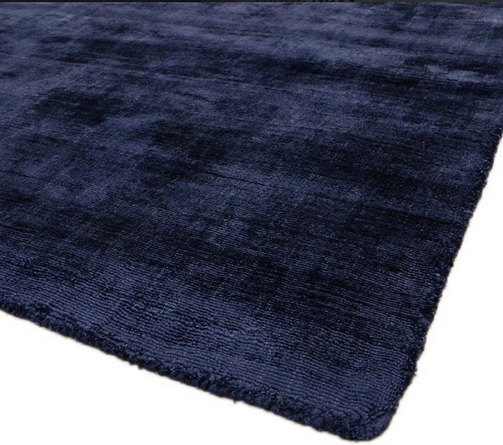 Tapis de salon moderne Uni LAME Bleu Marine - Novatrend 