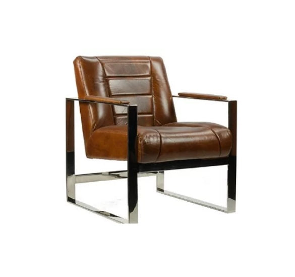 Fauteuil en cuir luxe OREGON CHROME - Novatrend 
