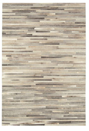 Tapis Salon Luxe Cuir de Vache PAMPA Stripes Light - Novatrend 