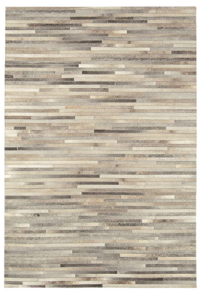 Tapis Salon Luxe Cuir de Vache PAMPA Stripes Light - Novatrend 