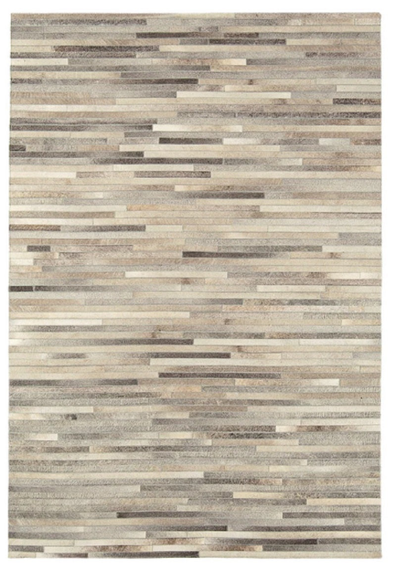 Tapis Salon Luxe Cuir de Vache PAMPA Stripes Light - Novatrend 