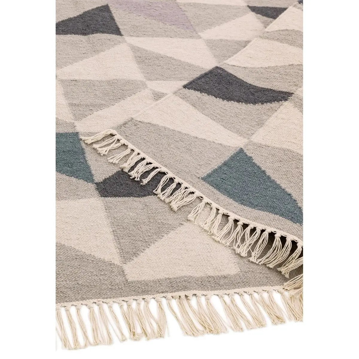 Tapis pure laine à franges JITNEY GEO - Novatrend 
