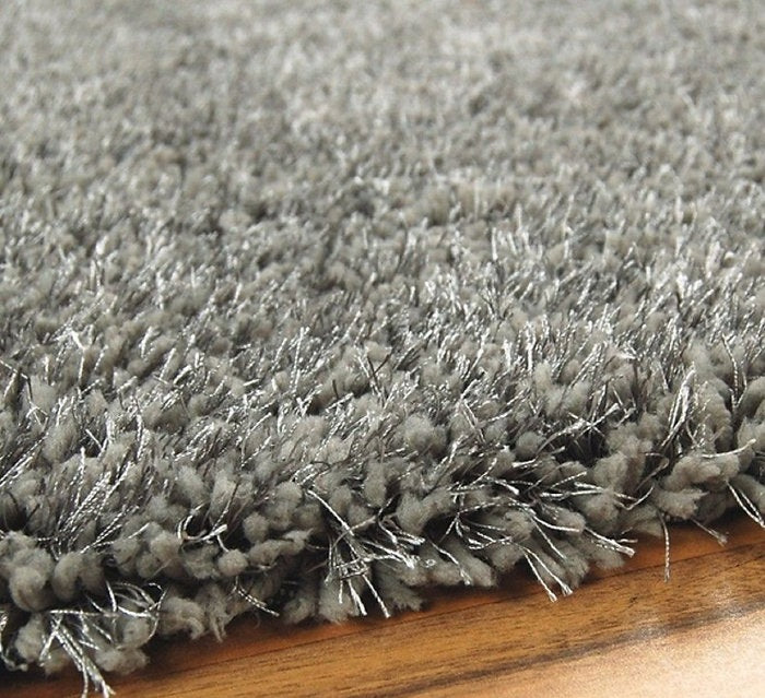 Tapis de salon Moderne poils longs DONNA Argent - Novatrend 