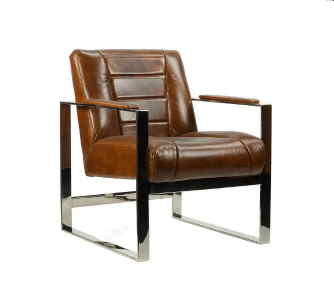 Fauteuil en cuir luxe OREGON CHROME - Novatrend 
