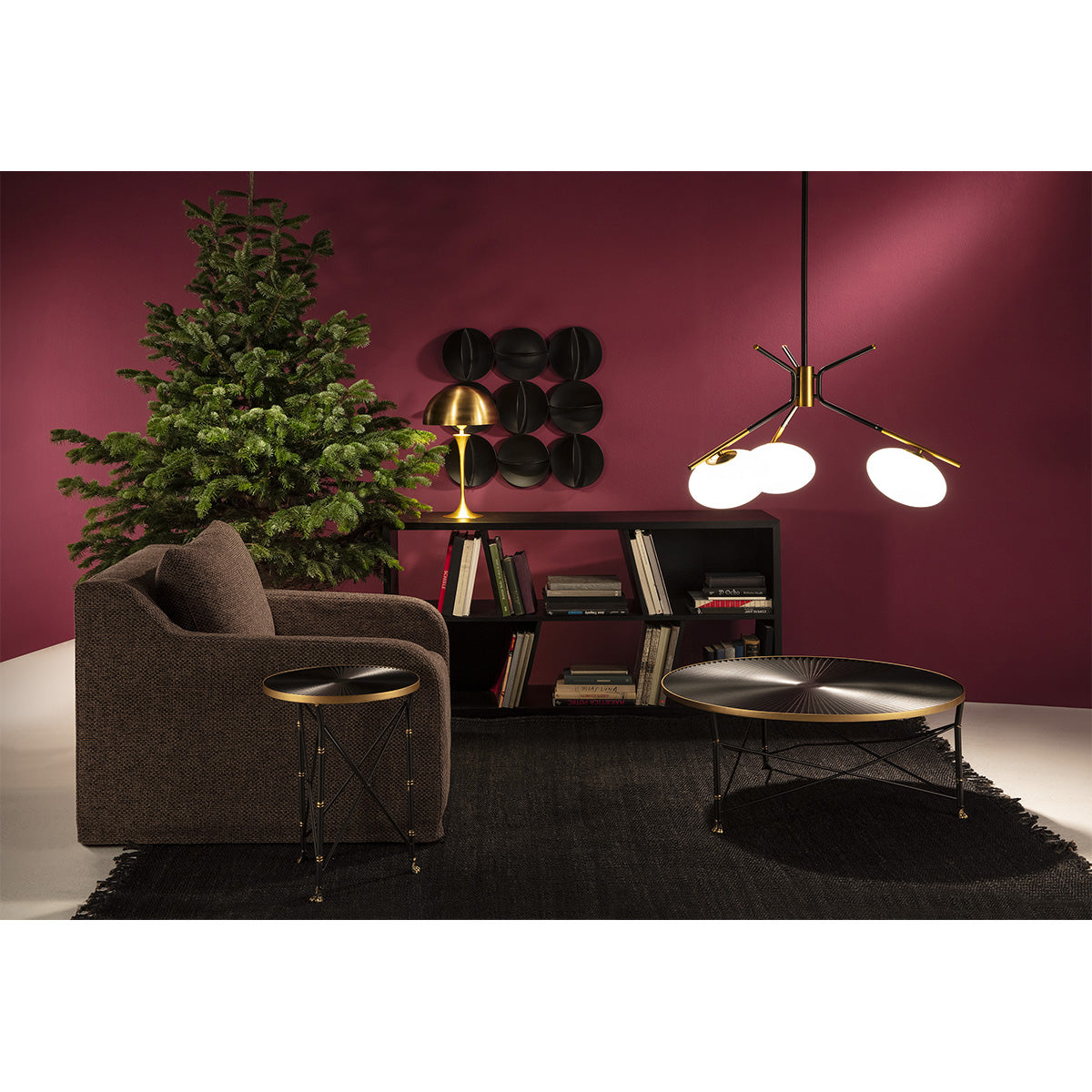 Sillón Blossom de cuero genuino rojo