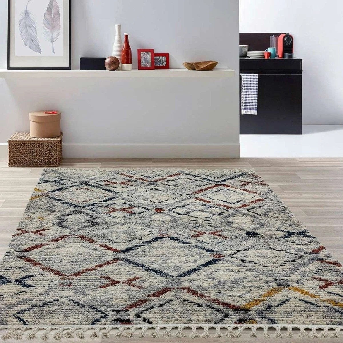 Tapis de salon à franges style berbère BENI