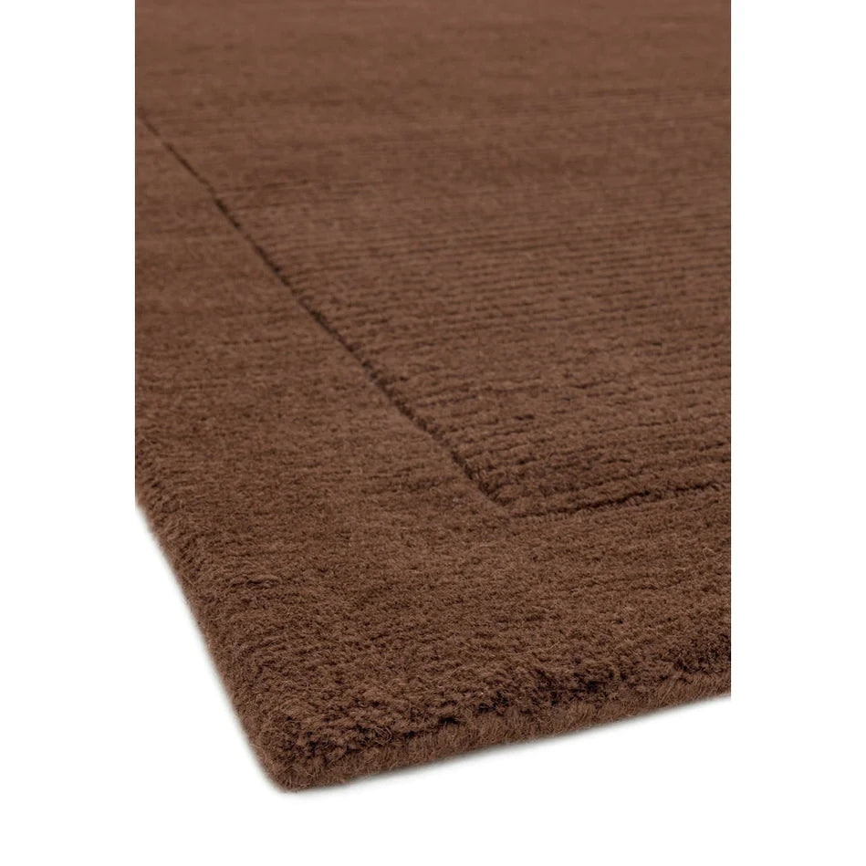 Tapis de Salon Moderne uni Pure Laine CANDY Marron - Novatrend 