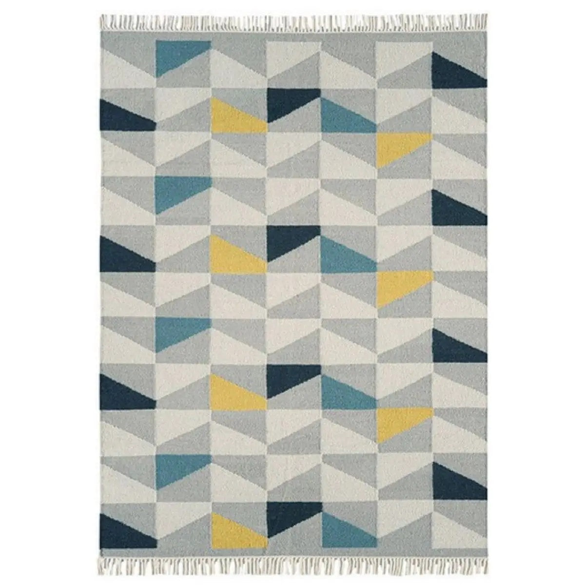 Tapis pure laine à franges JITNEY GEO - Novatrend 