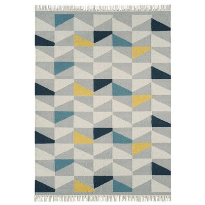 Tapis pure laine à franges JITNEY GEO - Novatrend 