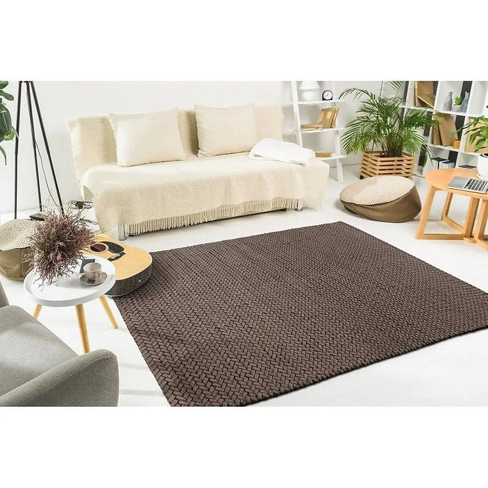 Tapis de salon tressé main en laine BORY - Novatrend 