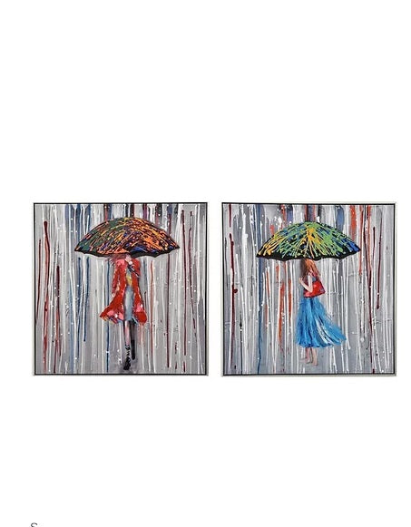 Impression sur toile avec cadre argent OMBRELLE - Novatrend 