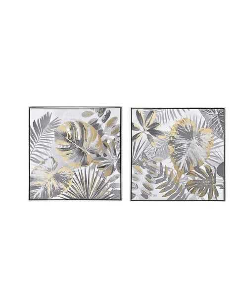 Set de 2 tableaux cadre argent GOLD FOREST - Novatrend 