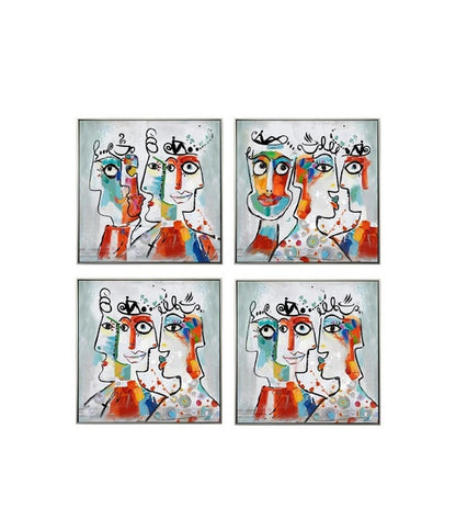 Set de 4 tableaux cadre argent FINO - Novatrend 