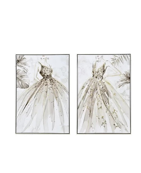 Set de 2 tableaux cadre argent LUNE DE MIEL - Novatrend 