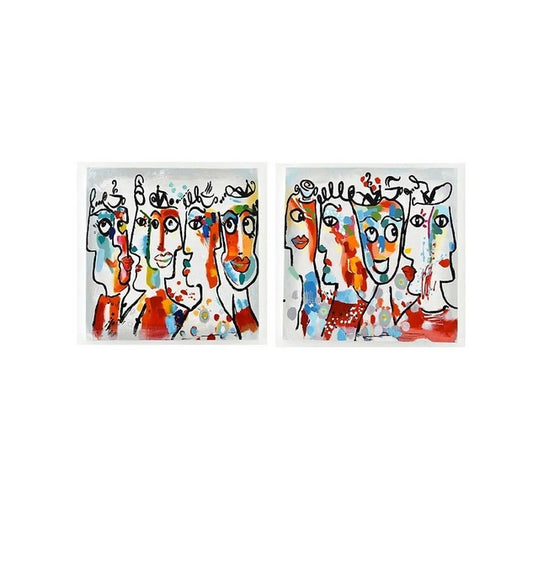 Set de 2 tableaux cadre argent HAPPY PEOPLE - Novatrend 