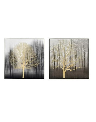 Set de 2 tableaux cadre argent GOLD TREE - Novatrend 