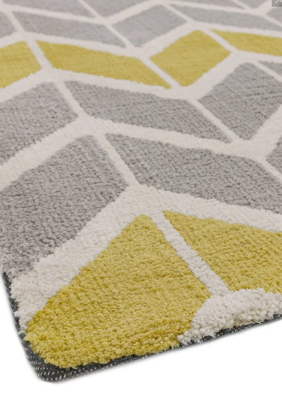 Tapis Salon Moderne Design GEOX Chevron Lemon - Novatrend 