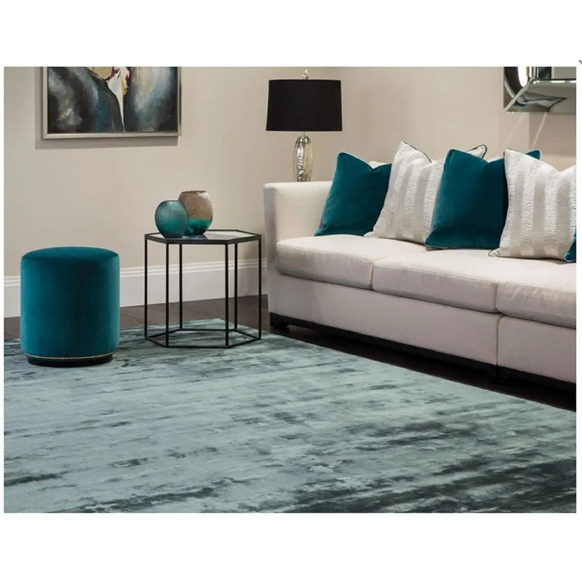 Tapis de salon en viscose fait main TITANE - Novatrend 