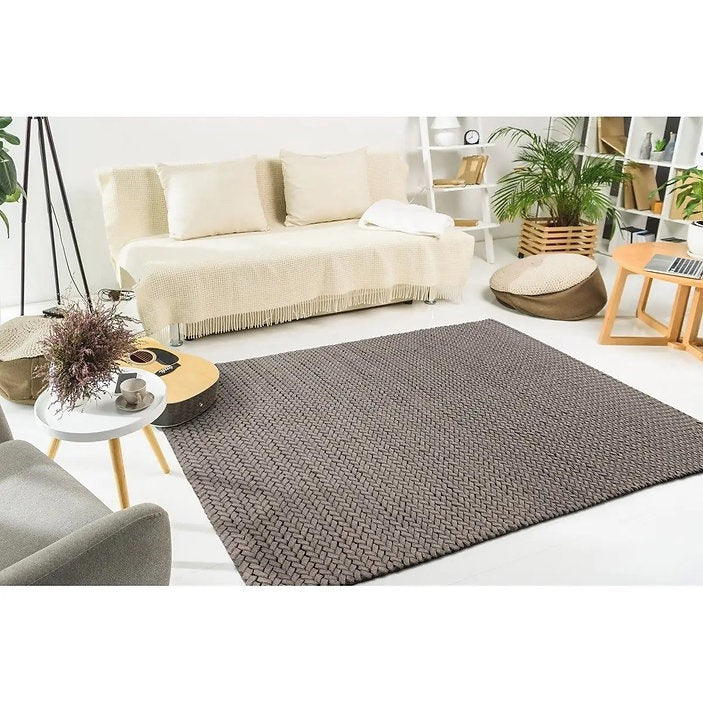Tapis de salon tressé main en laine BORY - Novatrend 